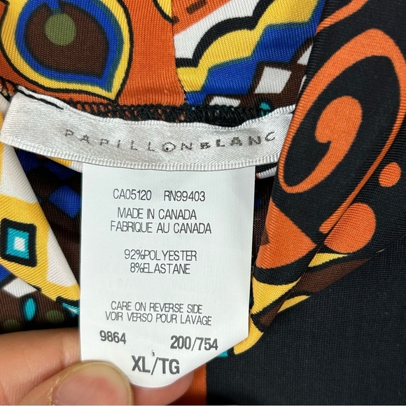 Papillon Blanc Green and Yellow Graphic Sleeveless Blouse Size XL - Picture 3 of 8